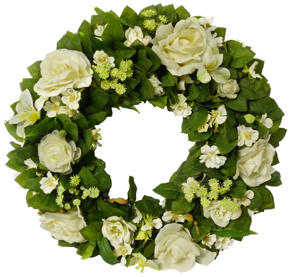 White & Green Silk Wreath